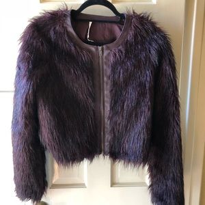 Willow and Clay leather and faux fur crop jacket